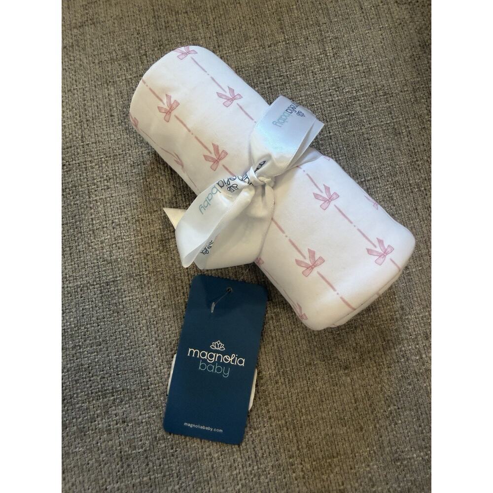 Magnolia Baby Bow Receiving Blanket/swaddle Pima Cotton NWT